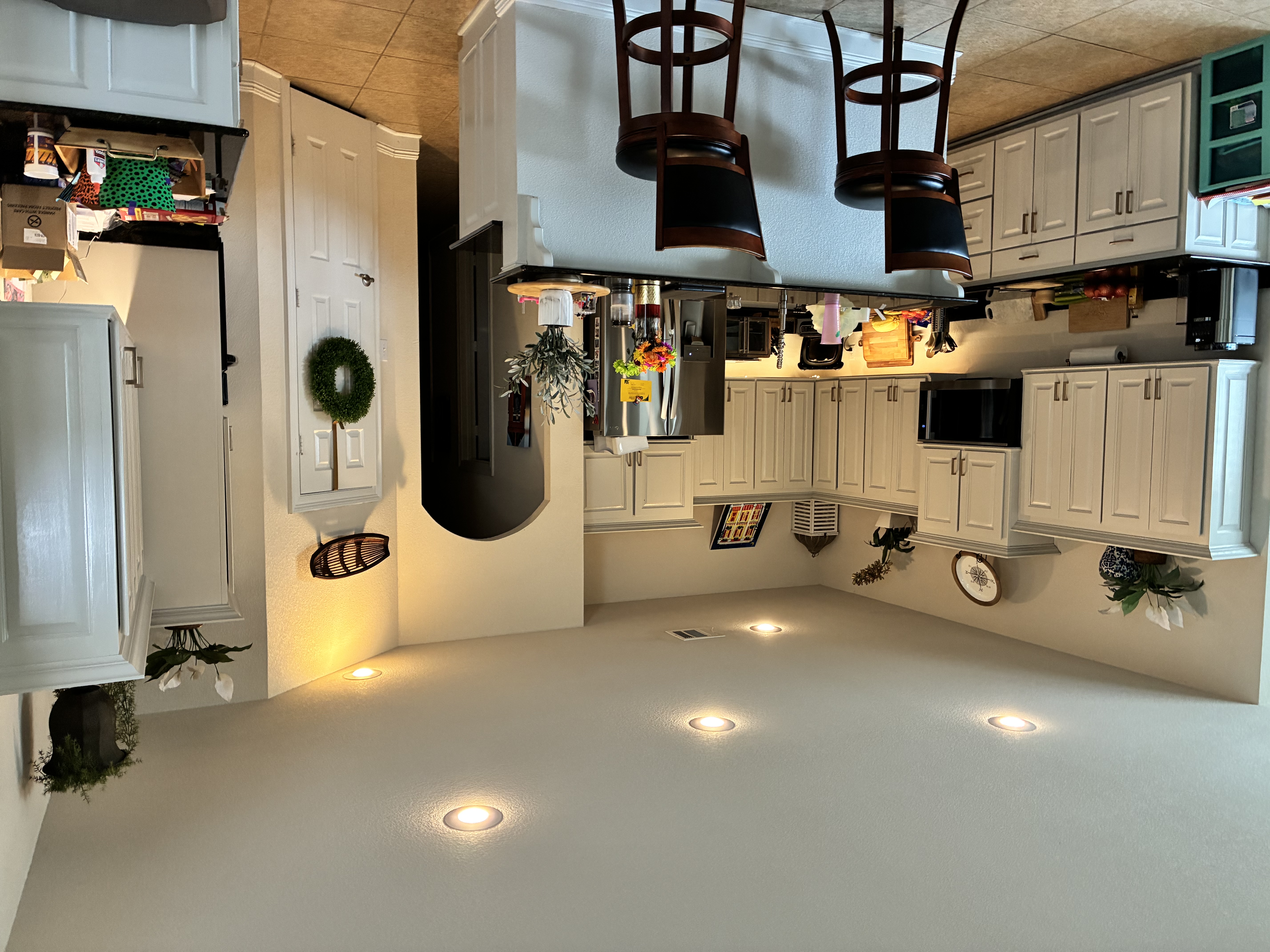 Dated recessed lights with bulbs before replacement